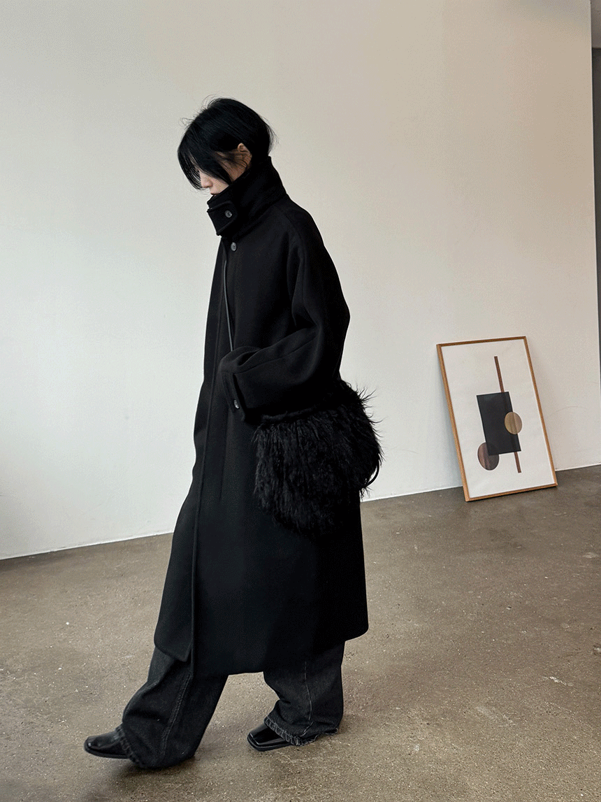 다상 울 발마칸 하이넥 맥코트 롱코트