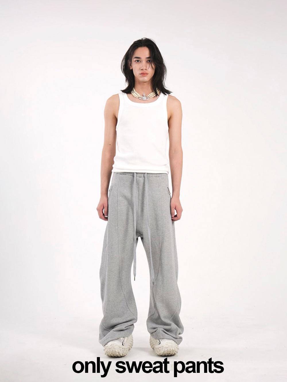 [New version] balloon wide sweat pants gray