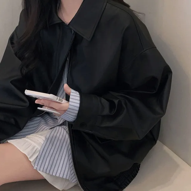 [핵고퀄!/new신상!✨]매트 레더의 정석,오버핏 레더 블루종 자켓 점퍼