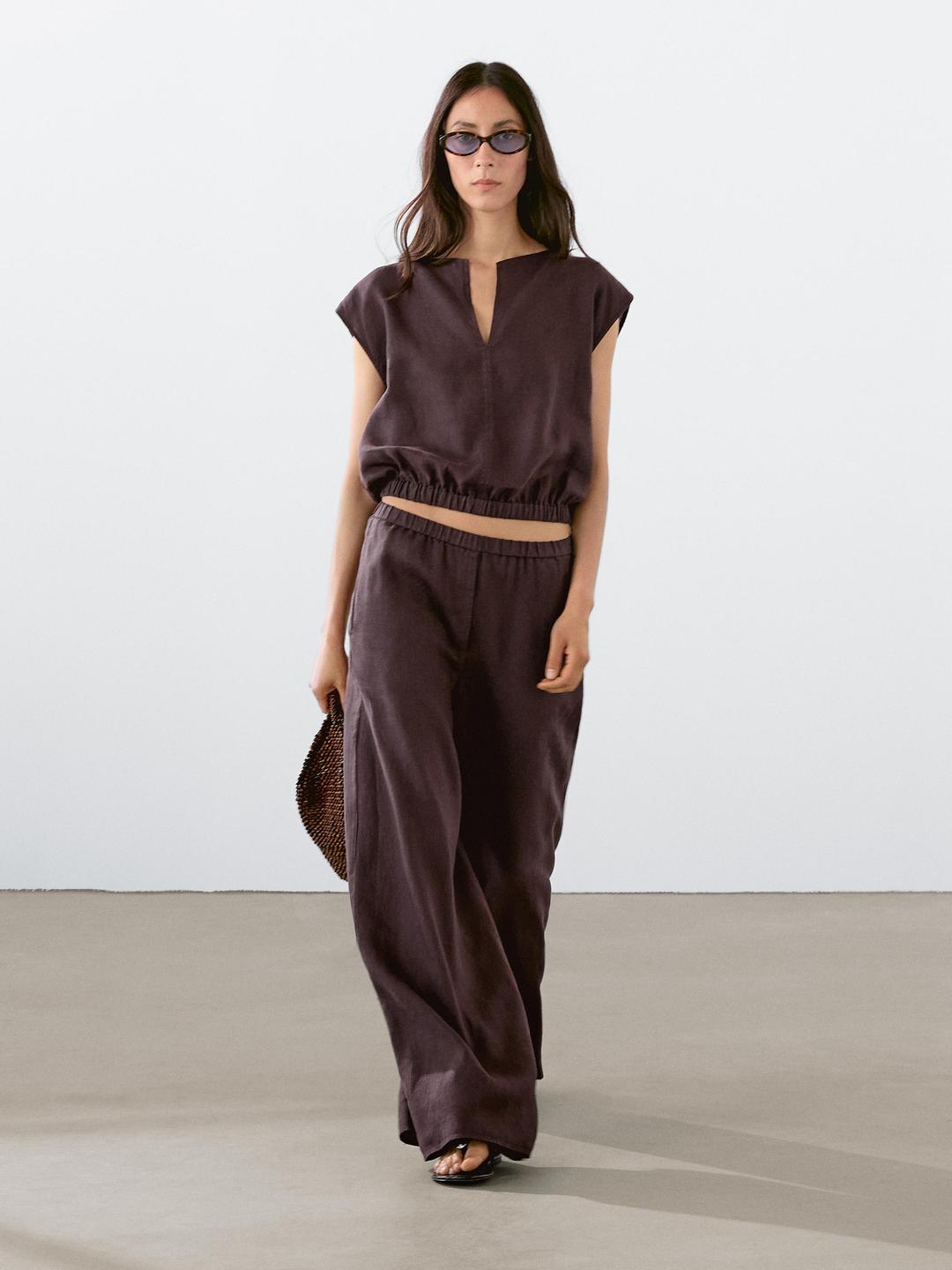 린넨 엘라스틱 헴 블라우스