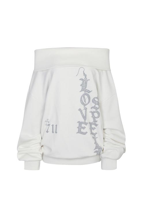 SPELL OFF-SHOULDER SWEATSHIRT white