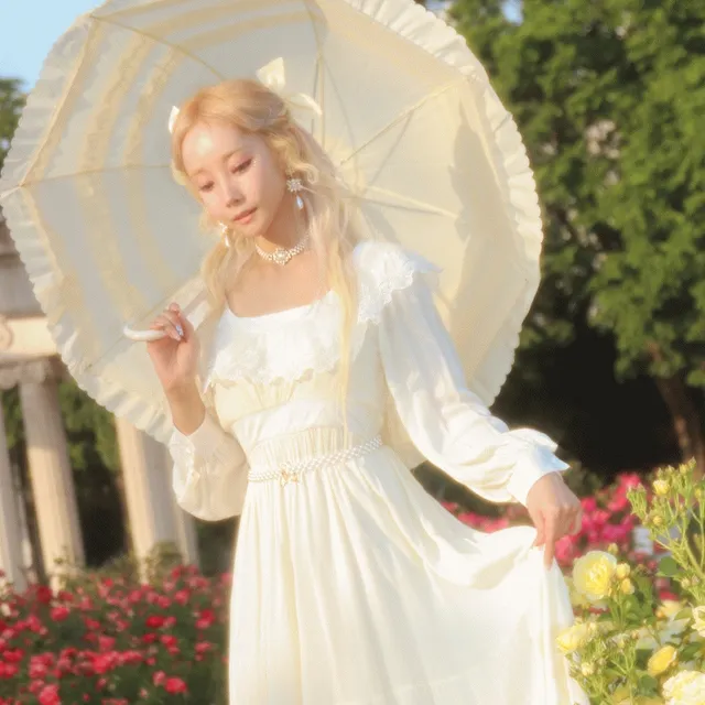 💛2colors💛 백작가 막내딸의 슈크림 프릴레이스 공주우산 (양산형,우양산,양우산,장마,지뢰계,멘헤라,서브컬쳐,로판,로맨스판타지,파티,스냅,장우산,생일파티)