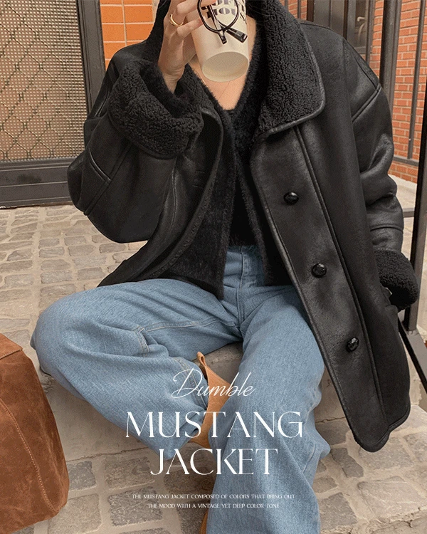 [트렌디무드]슬레인 덤블 무스탕 레더 자켓