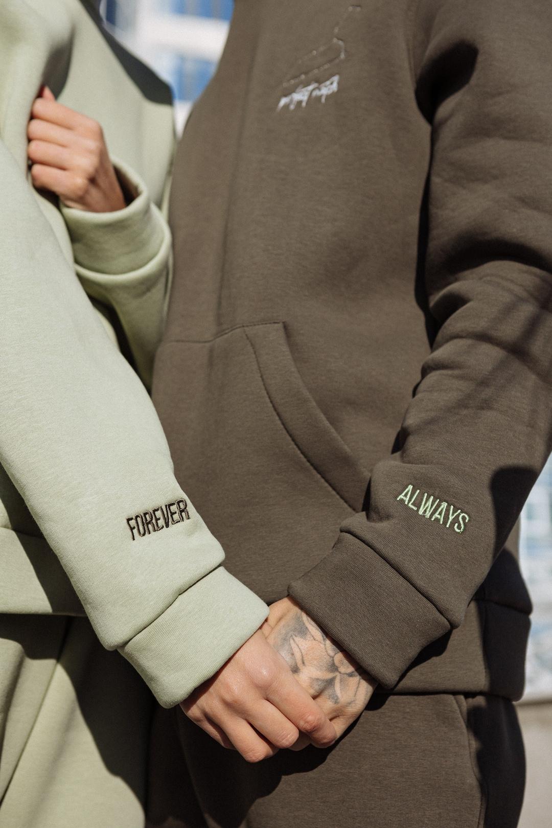 Embroidered 2 Sleeves Hoodie with Initials / Roman Date / Cartoon Couple Sweatshirts Anniversary Gift for Her and Him Sale