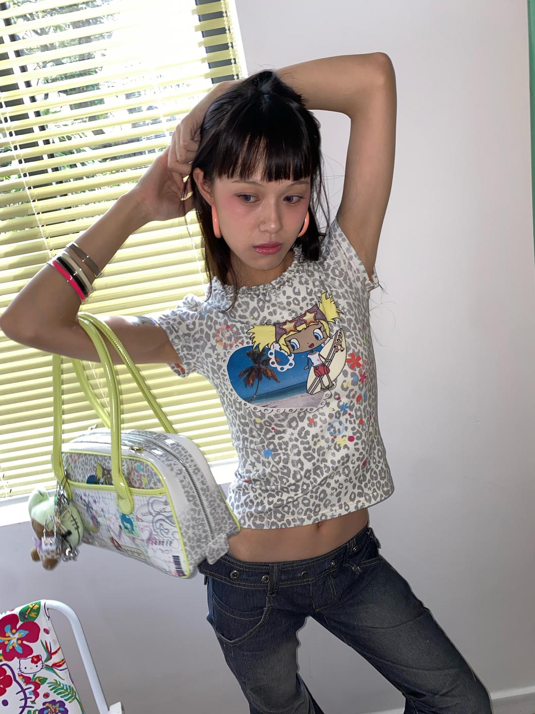SassyLove Leopard print all-match t-shirt