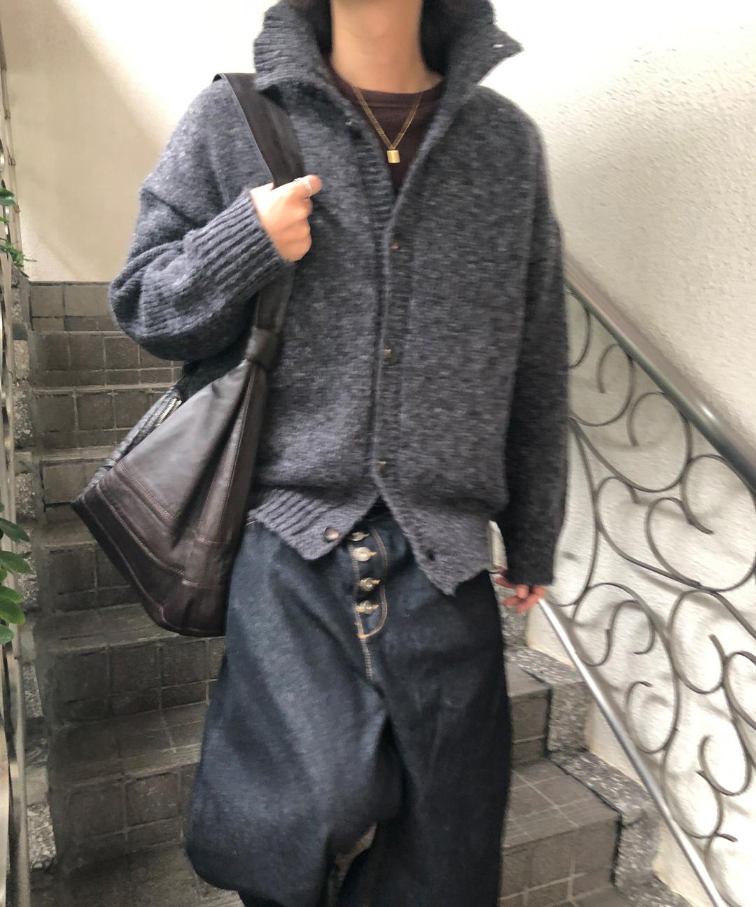 HEATHER HIGH NECK KNIT CARDIGAN