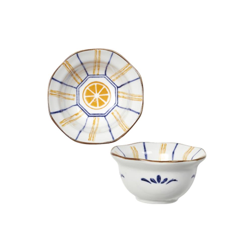 일식식기 하이토 오렌지 팔각찬기 일본풍 도자기 그릇