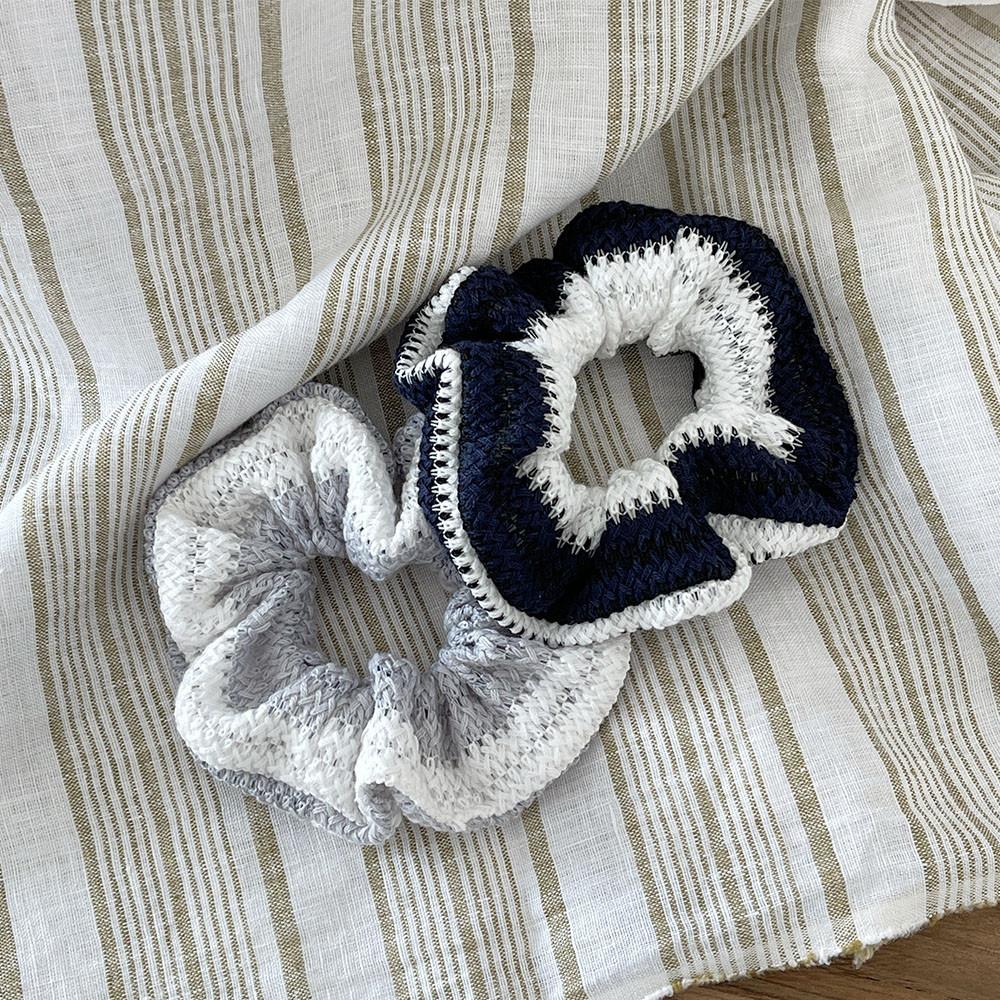 배색 니트 왕곱창밴드 곱창머리끈 헤어슈슈 스크런치