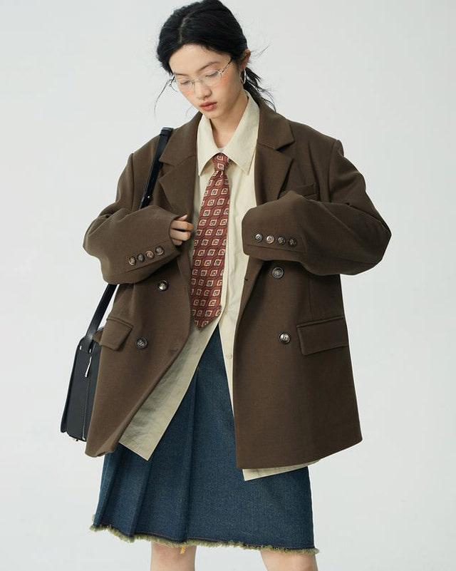 OMONT 오버사이즈 더블 블레이저 (2 컬러)