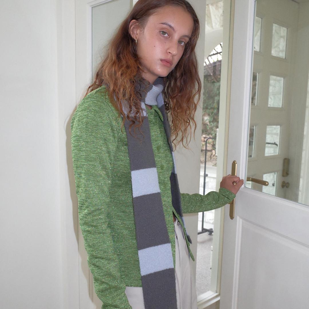 [블랙랠리]STRIPE MUFFLER_CHARCOAL BLUE