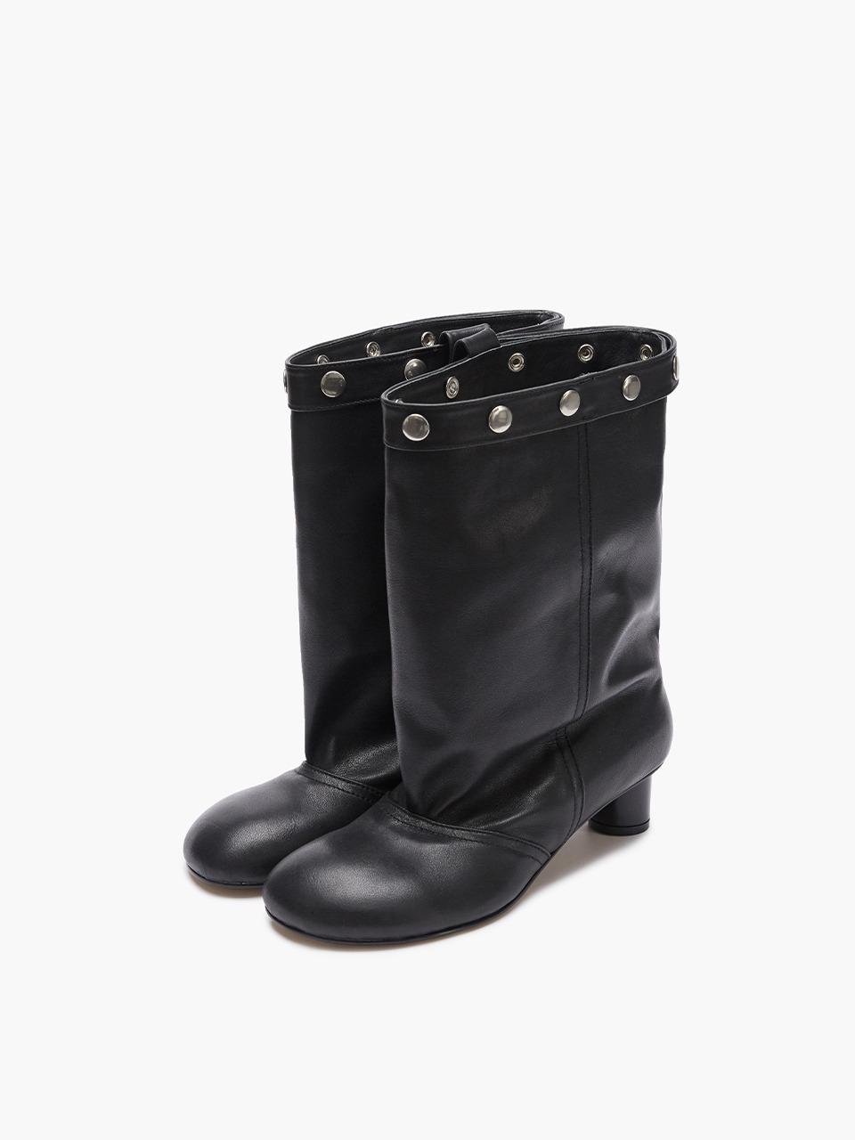 SNAP MIDDLE LEATHER BOOTS_black