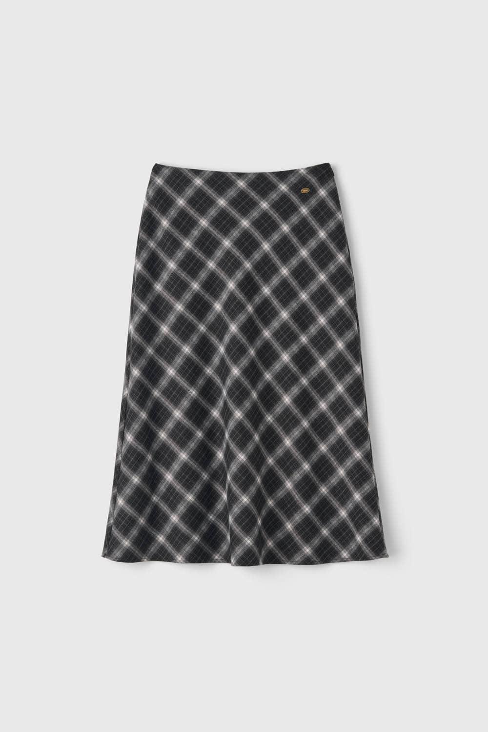 P Verre Check Flare Skirt_Black