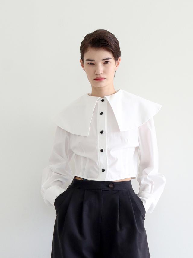 ALEECE Crop Blouse-White Cream