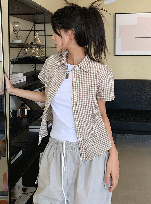 Peplum check shirt (2color)