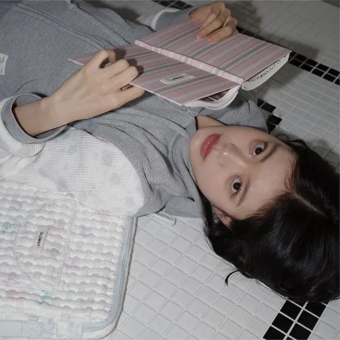 CONTRAST DREAMY WAFFLE HOODIE (GRAY)