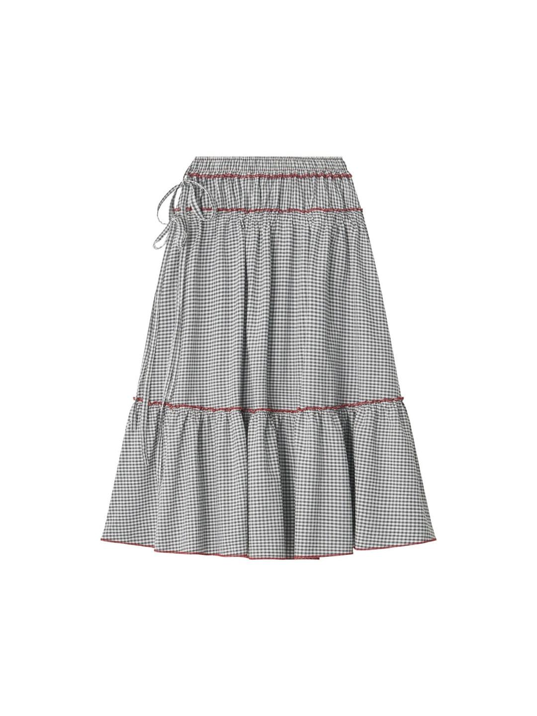 Gingham Check Skirt - Black