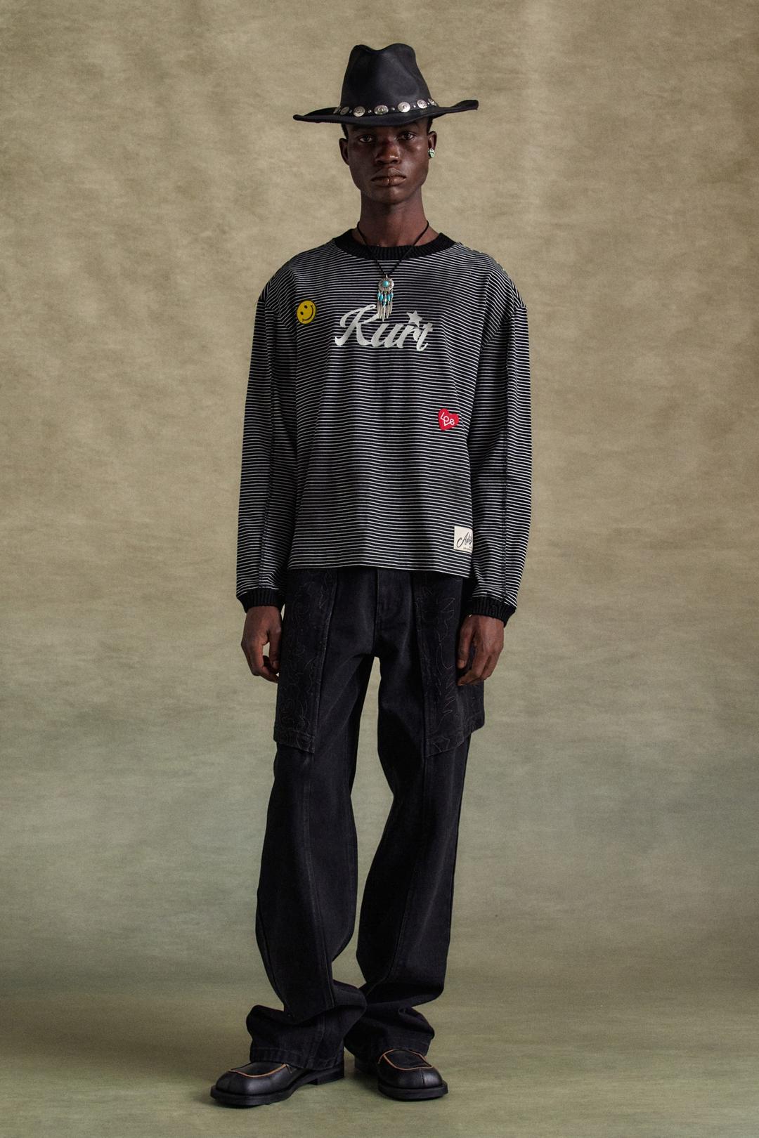 KURT STRIPE L/S T-SHIRTS atb1247m(BLACK)