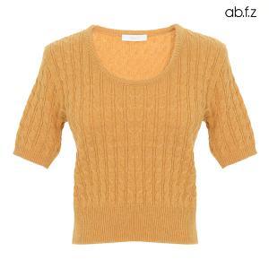 [ab.f.z] 울블렌드 꽈배기 패턴 라운드 반팔 니트 (AFW4HW53A)