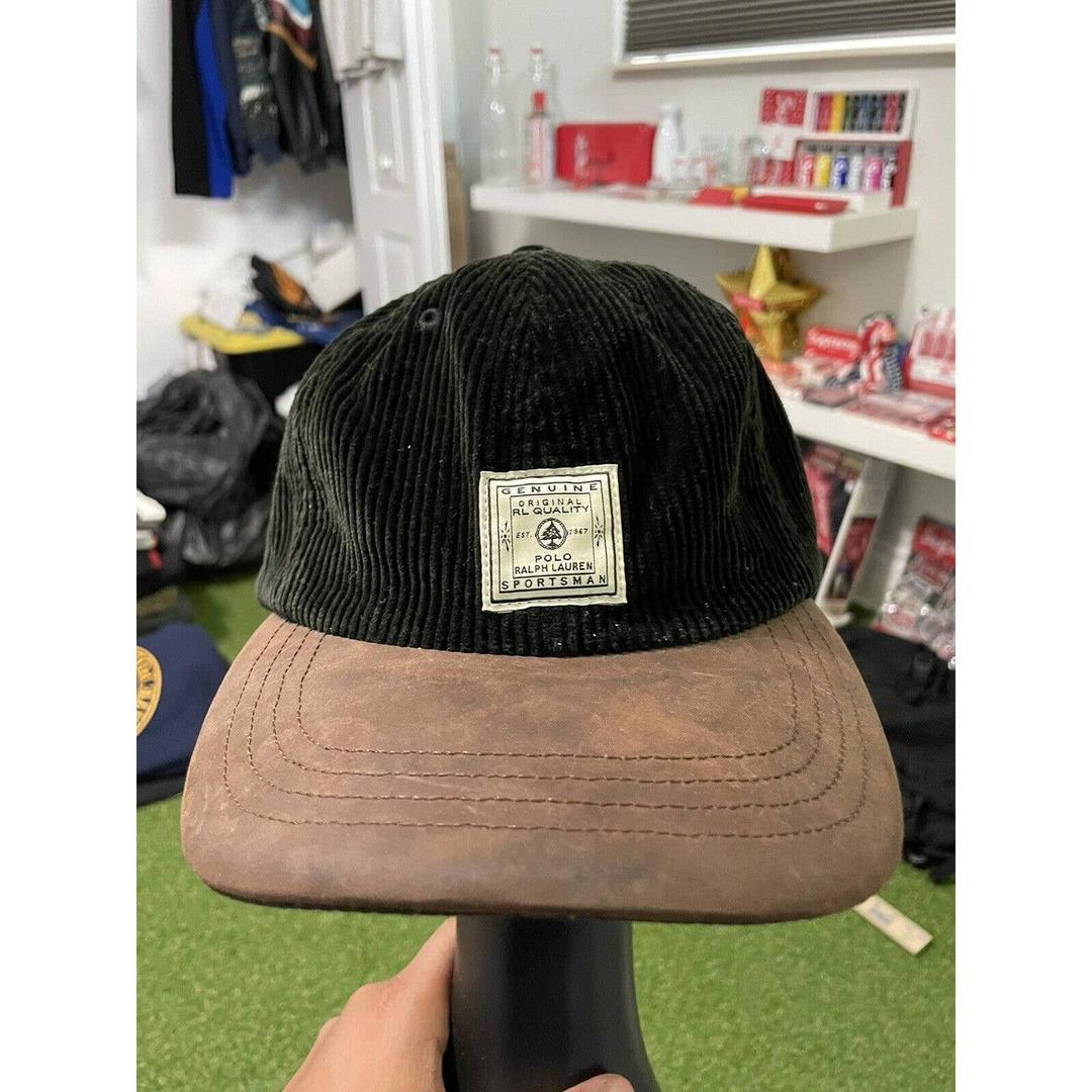Vintage 90s Polo Ralph Lauren Sportsman Corduroy Leather Hat