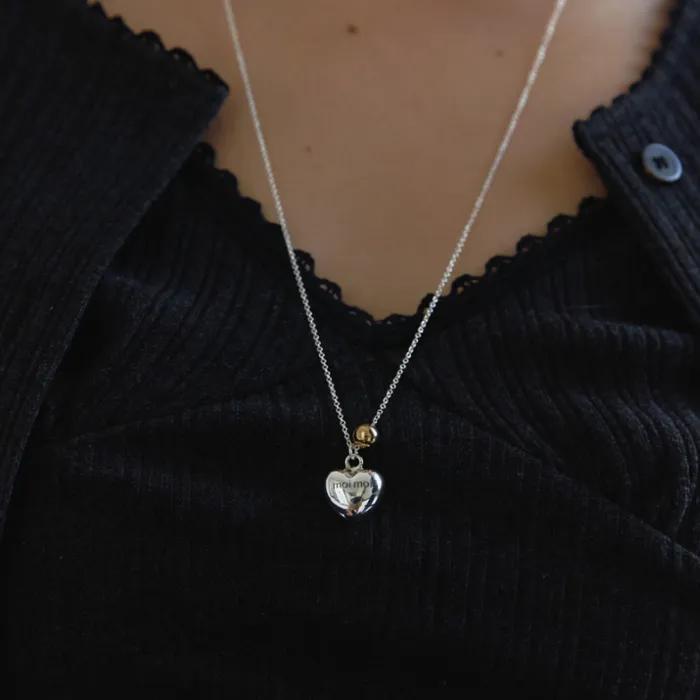 Heart ball long necklace (2 colors)