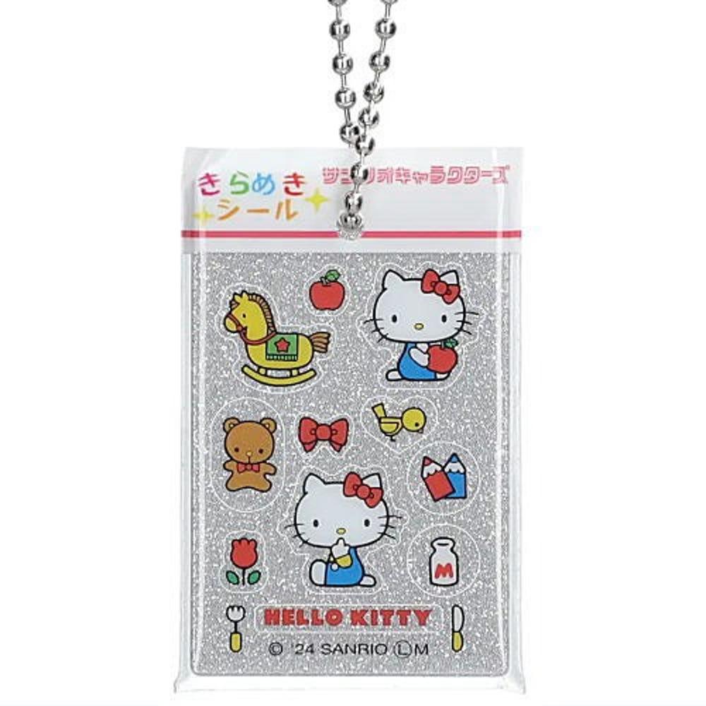 산리오 캐릭터즈 키라메키 씰 스티커 모양 참 키링 가챠 / 헬로키티
