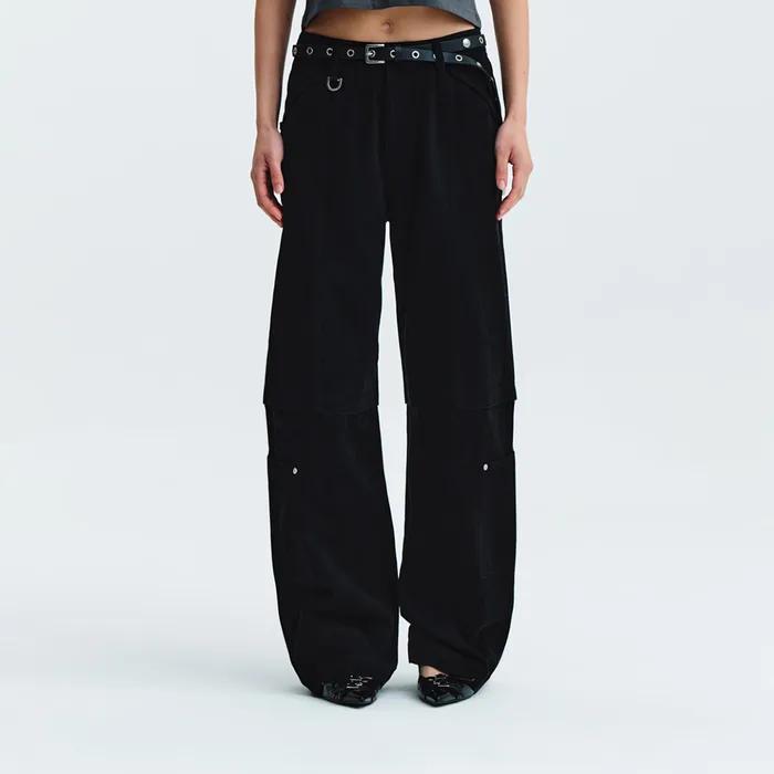 PATCH POCKET WASHED CARGO PANTS IN BLACK