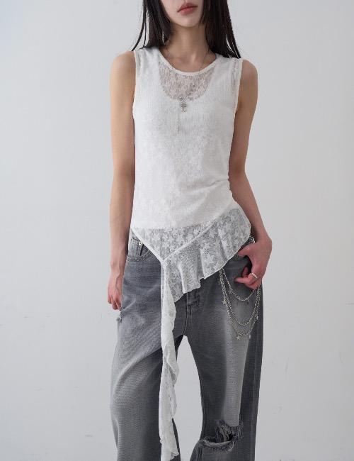 star frill see through sleeveless