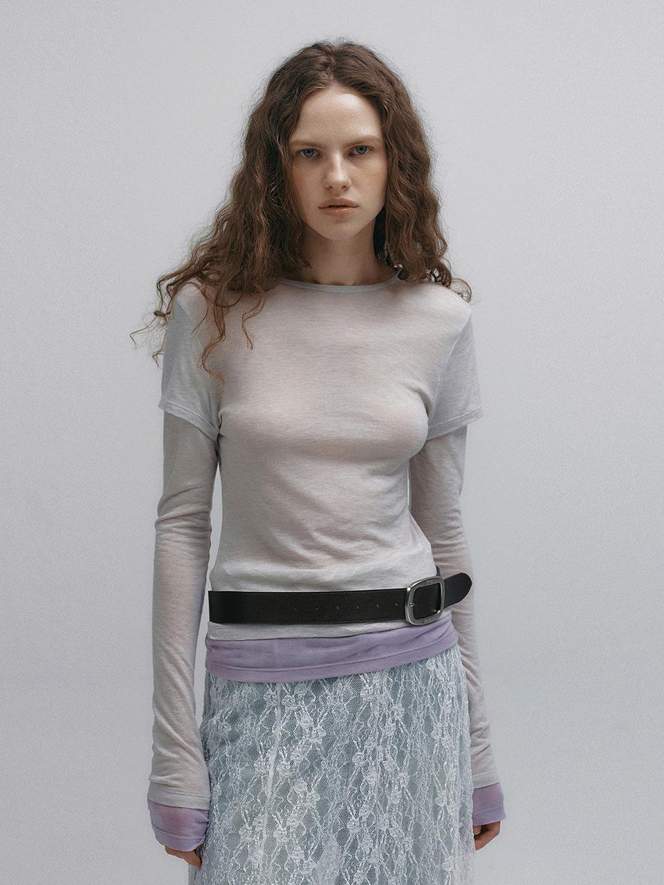 Double Layered Tencel T-shirt (Light Gray)
