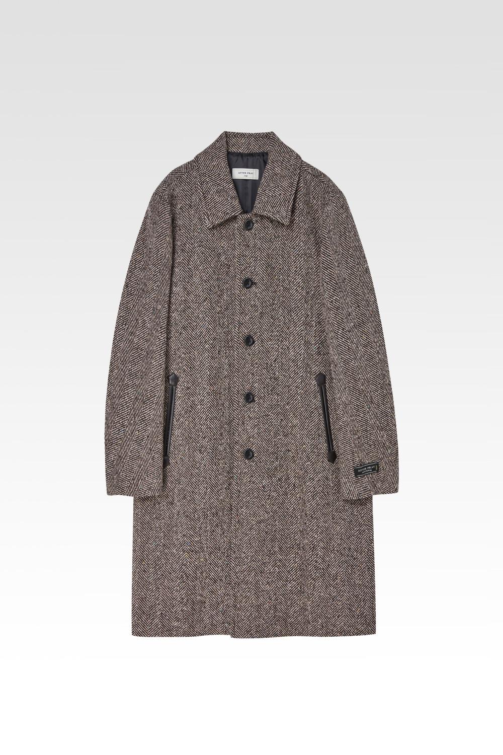 로건 헤링본 카 코트 브라운