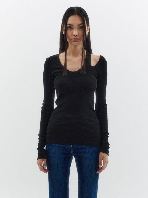 엘런아크(ELLONARC)  컷아웃 슬리브 티셔츠_블랙 - 사이즈 & 후기 | 무신사