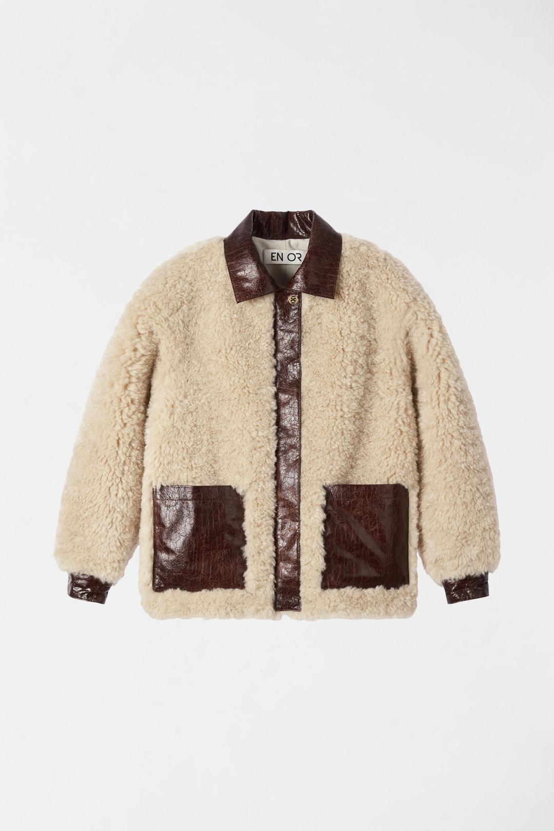 LEATHER COLORED FUR JACKET