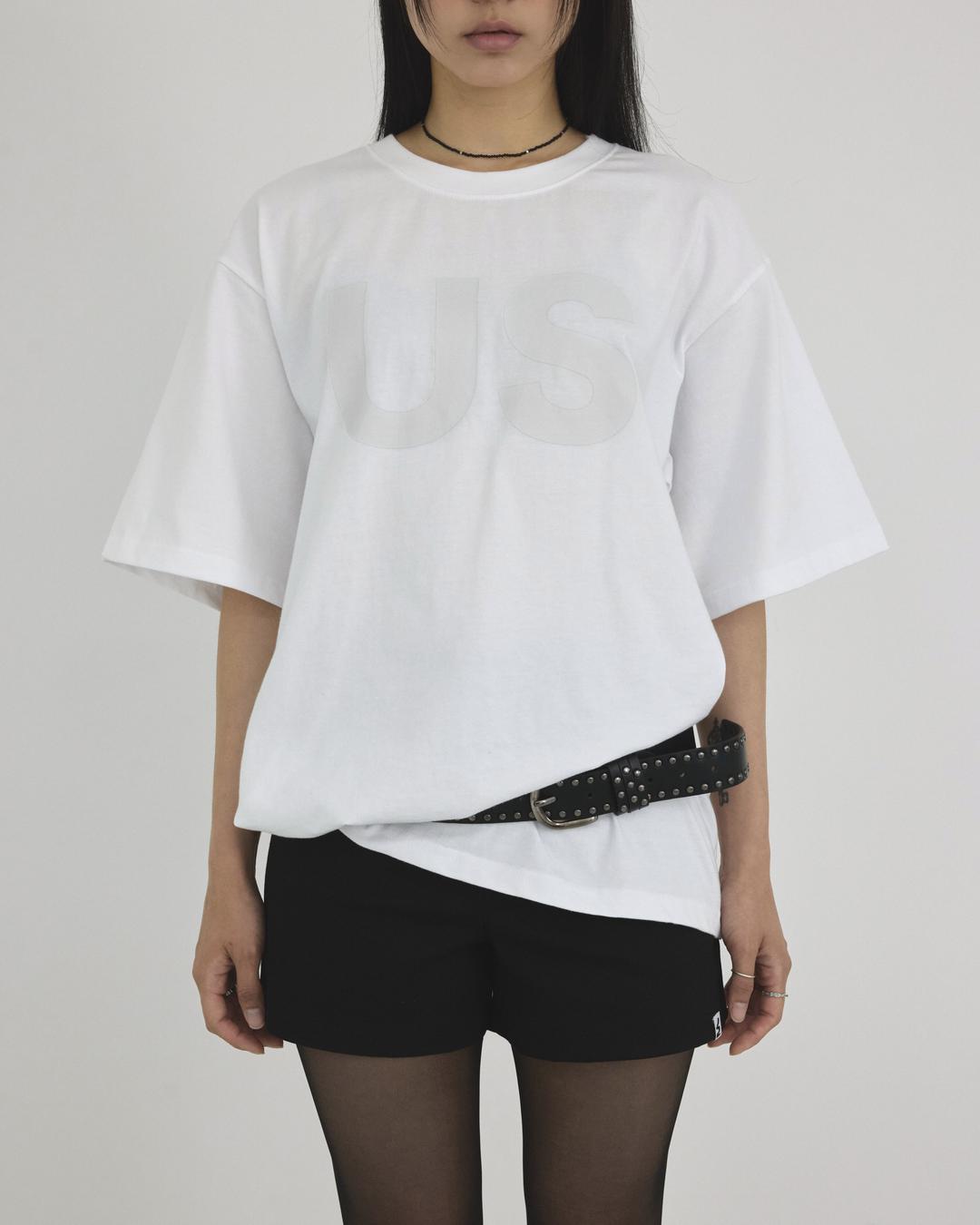 " US \" OVER-SIZED TEE ( WHITE ) UNISEX