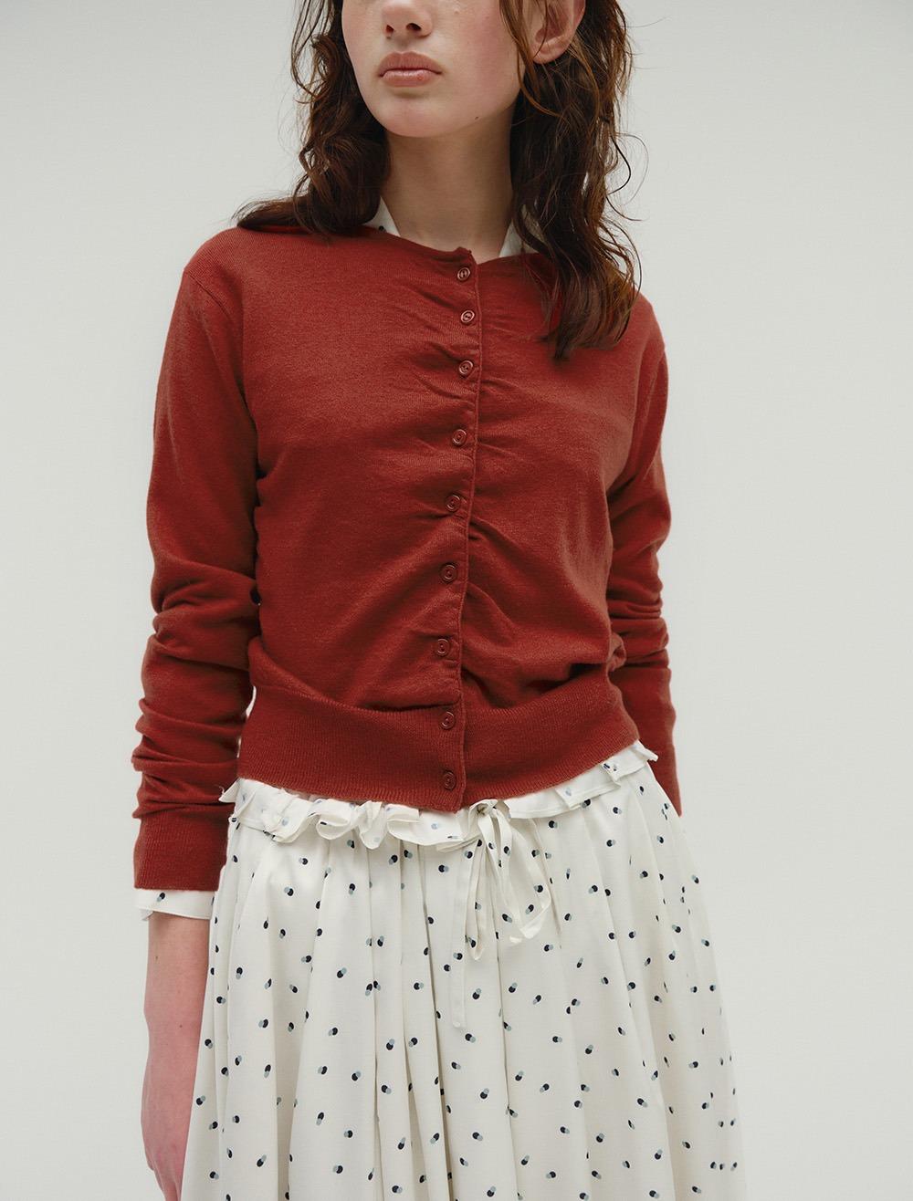 SHIRRING CARDIGAN [BRICK]