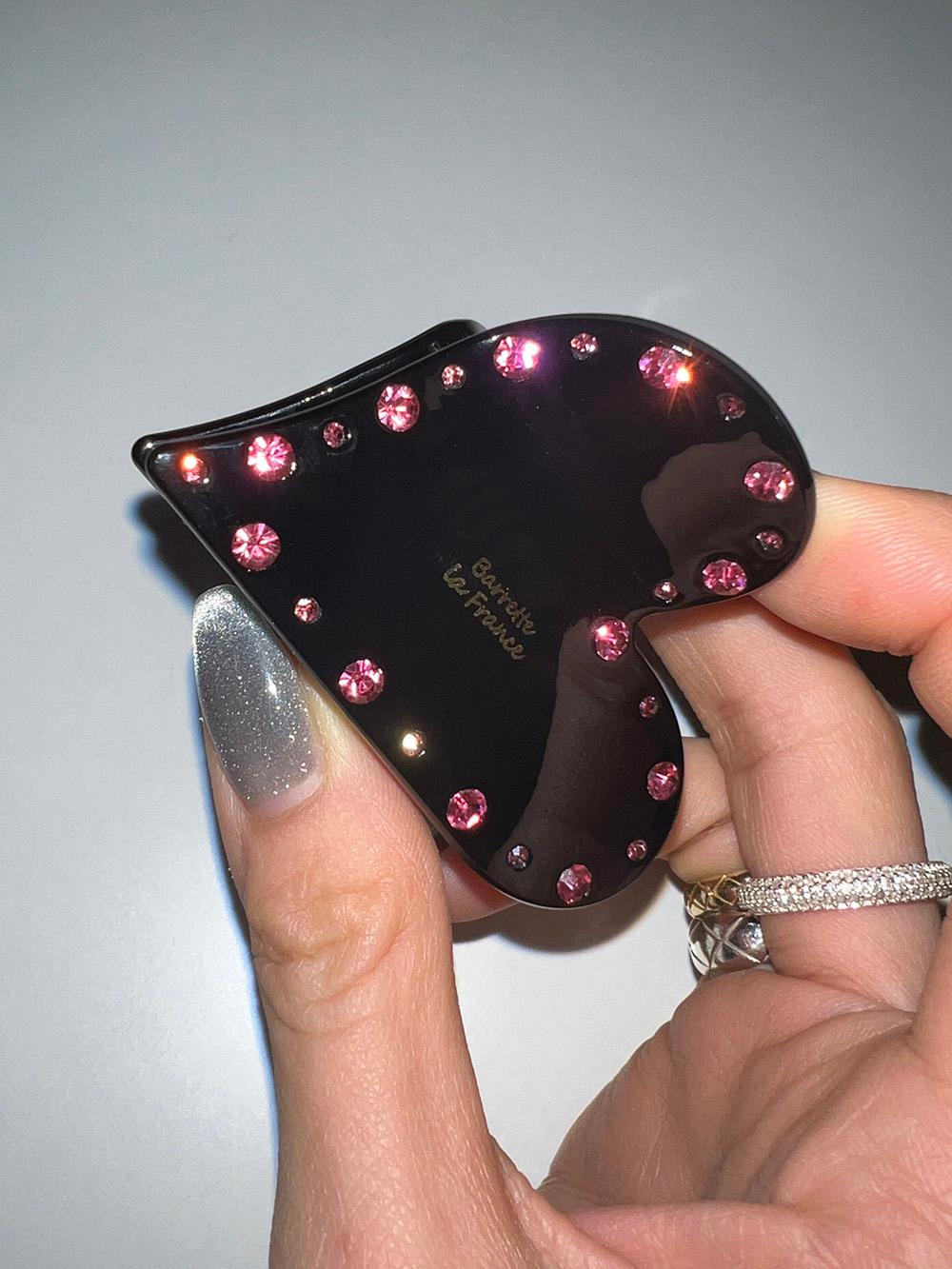 Stone heart hair-clip (black)