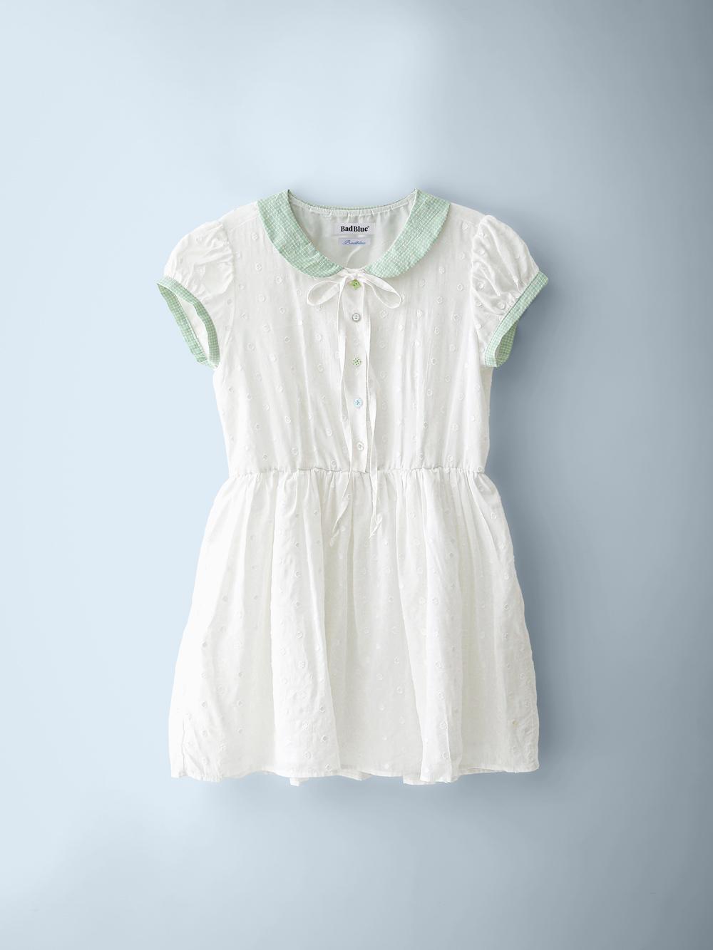 Buttons Collar Dress White