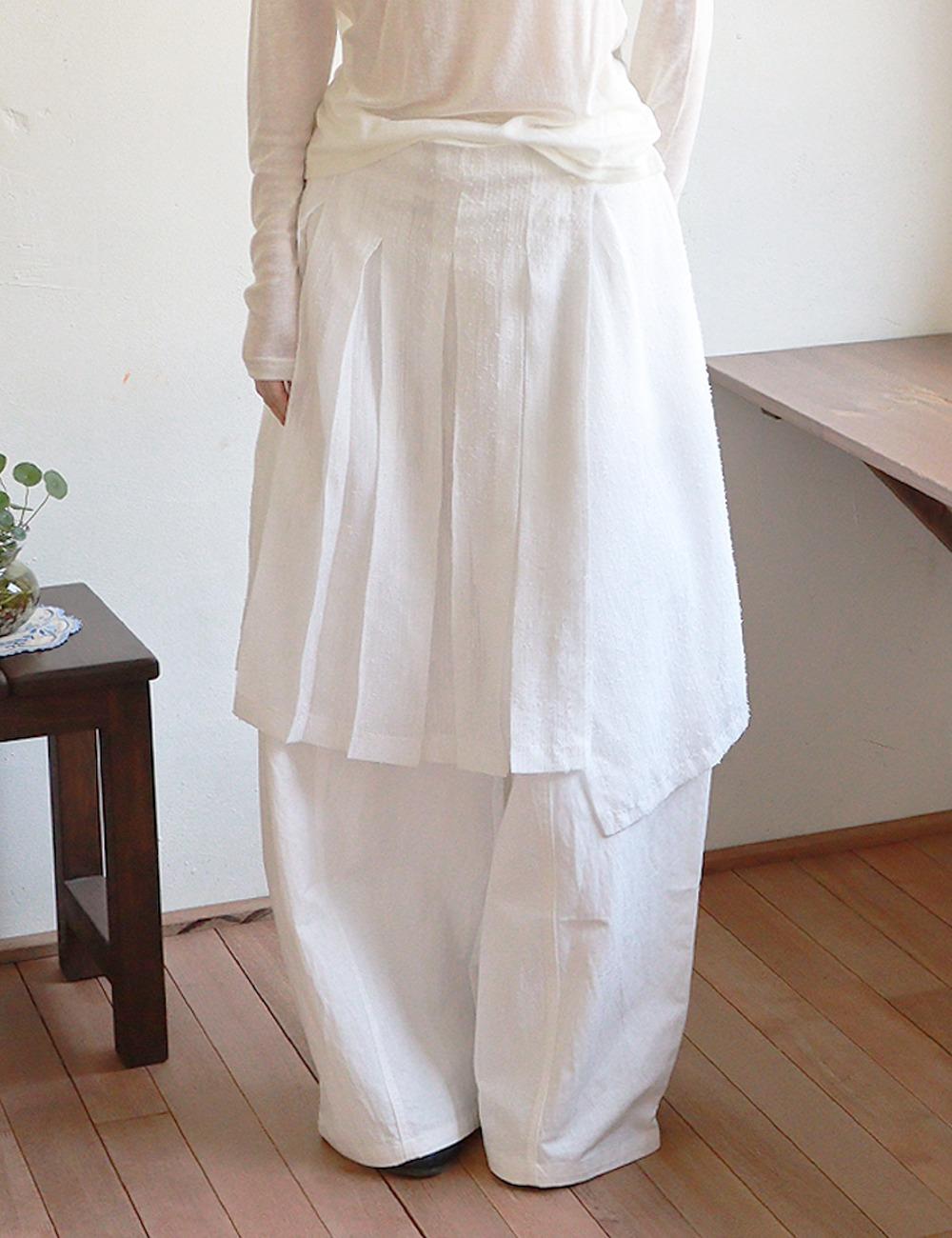 see-through pleats layerd skirt