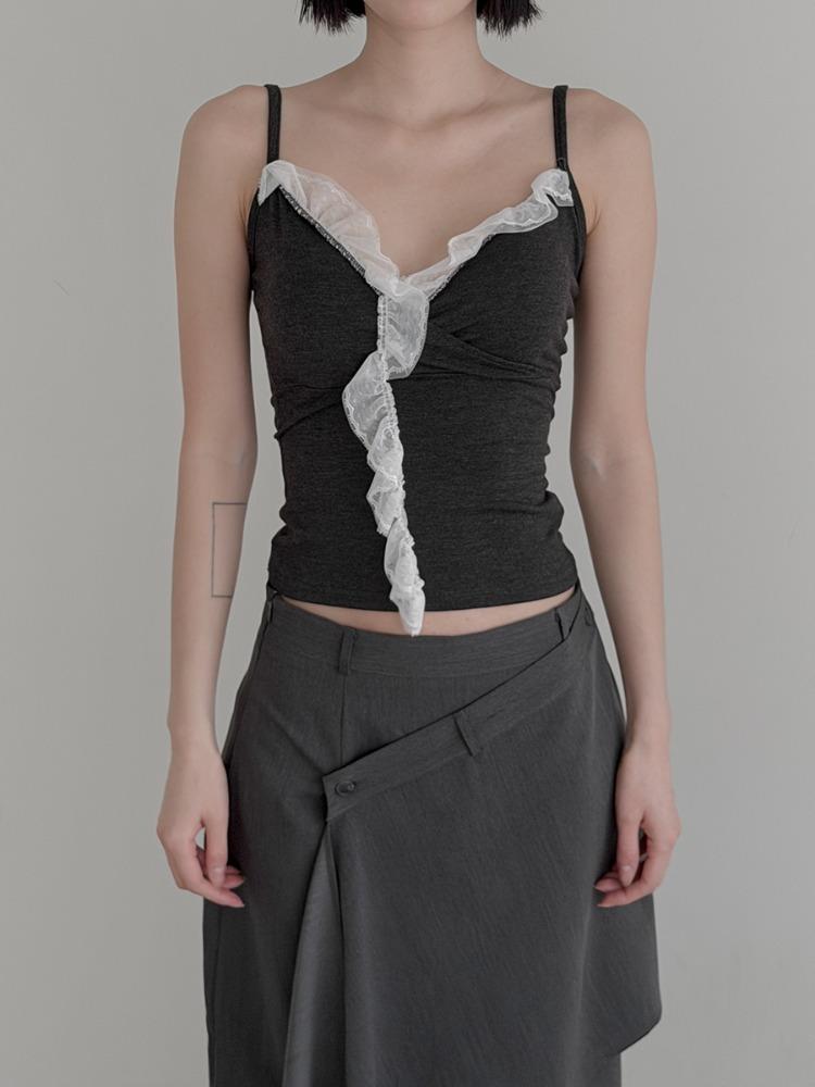 프릴 레이스 랩 슬림 나시 (3color)