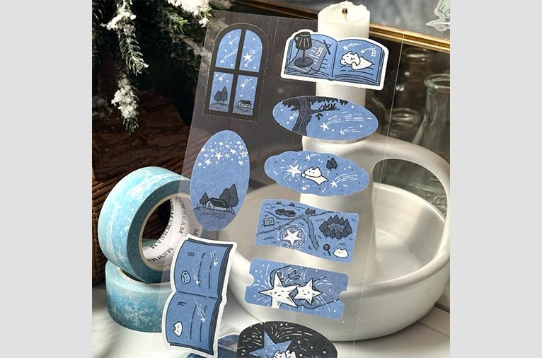 [냥냥빔] 빈티지스티커 푸른밤의 지도