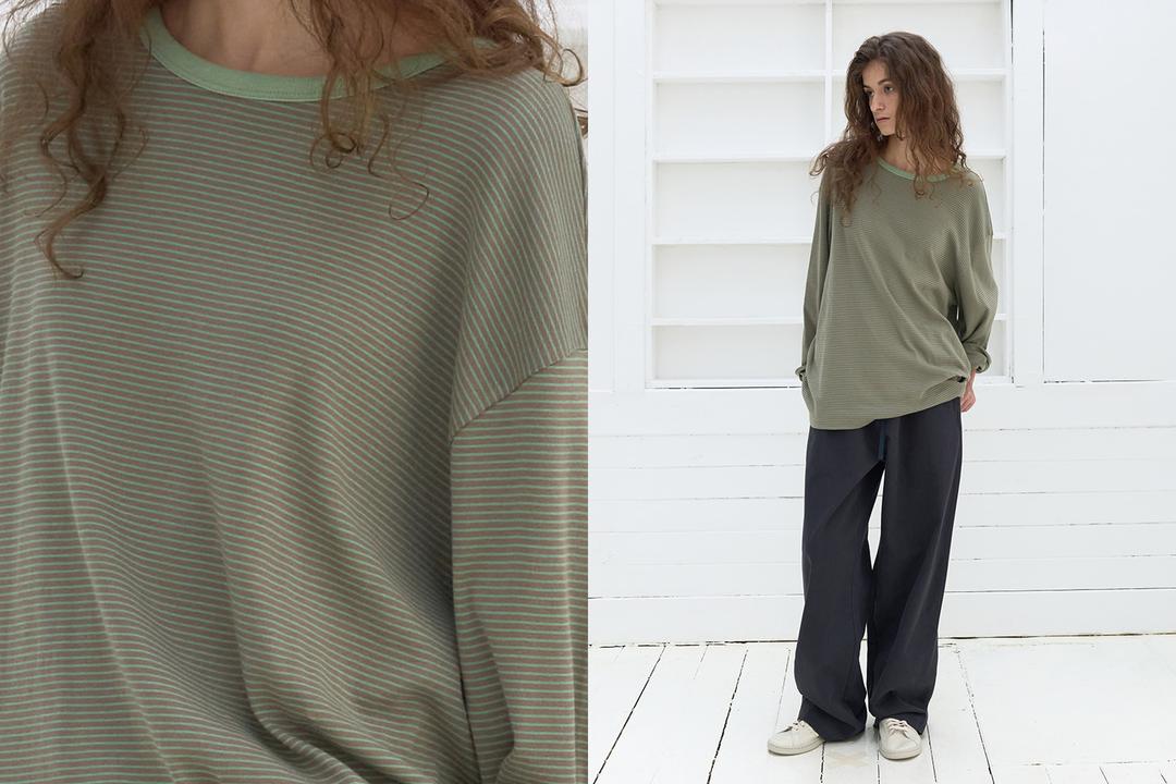 Pin stripe long sleeve (green)