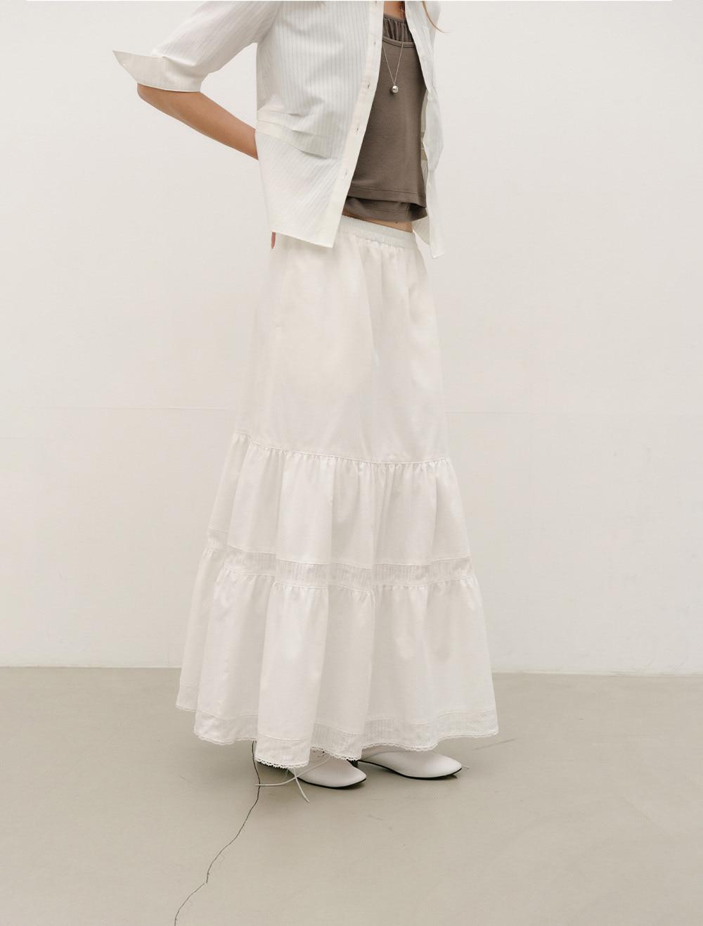 [2nd REORDER] TIERED LONG SKIRT [WHITE]