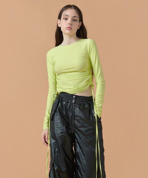 [22FW] Side String Point T-shirt - Neon Green