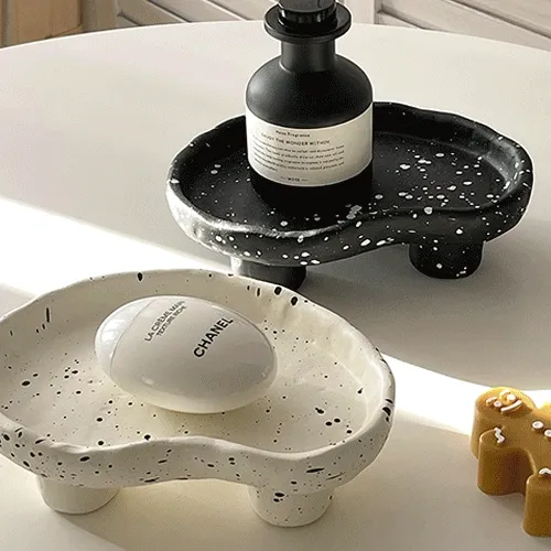 잉크 세라믹 스탠드 트레이 비정형 악세사리 주얼리 보관함 향초 캔들받침 디퓨저 인테리어 소품 도자기 화장대 오브제 장식 세라믹트레이 집들이 이사 선물 집꾸미기 홈데코