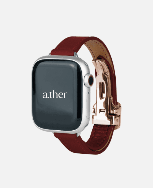 애플워치 프리미엄 슬림 스트랩 밴드 버건디 와인 가죽시계줄