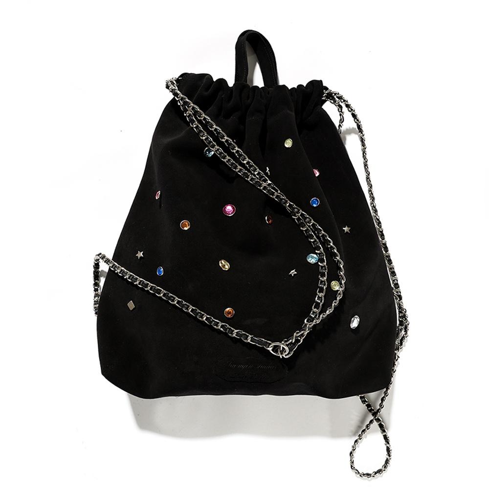 Universe suede chain backpack - black