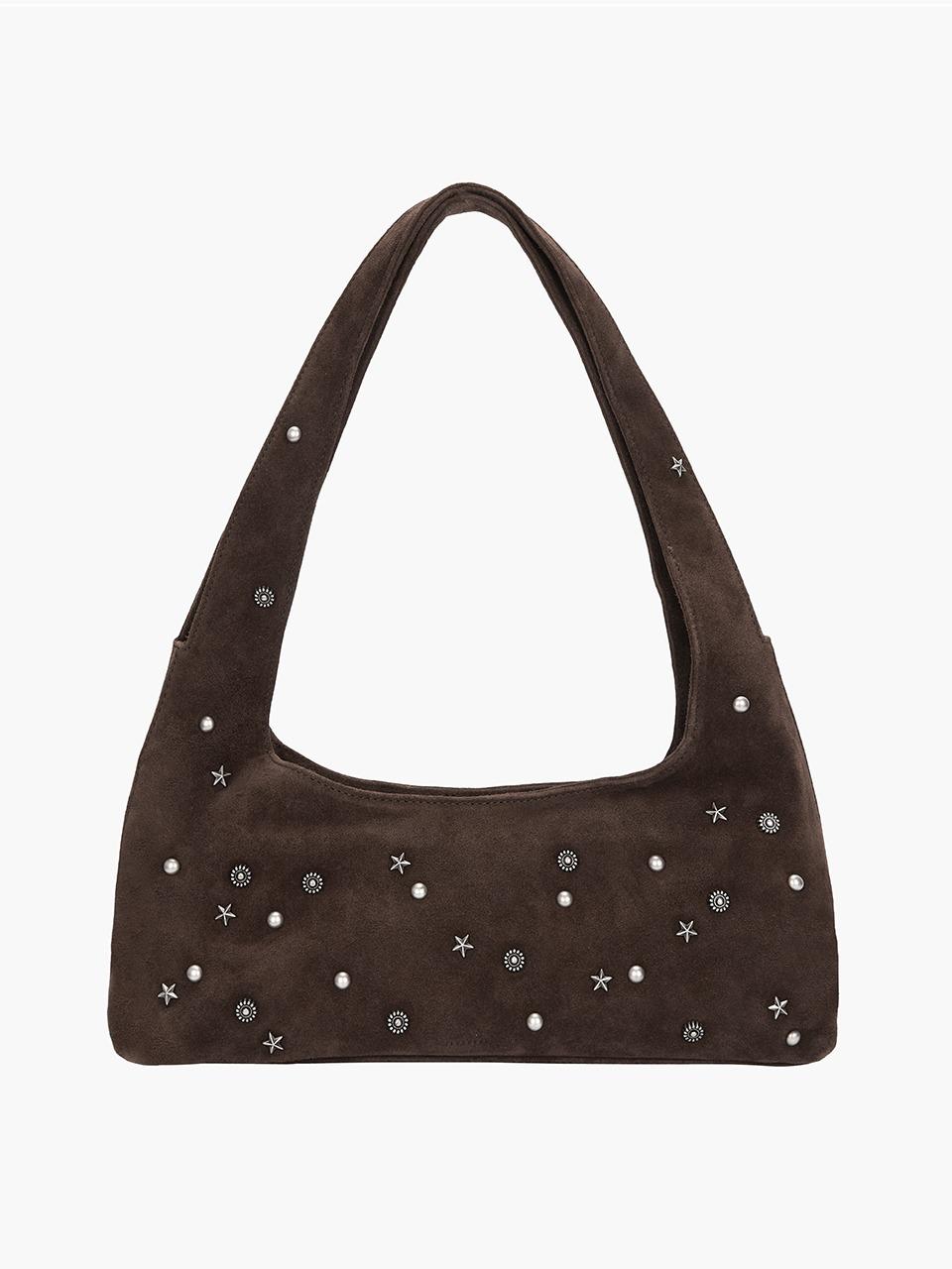 HALTER HOBO_choco brown studded suede
