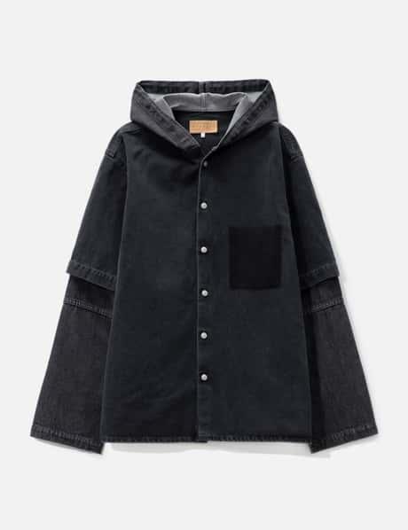 Two-Tone Denim Hooded Jacket