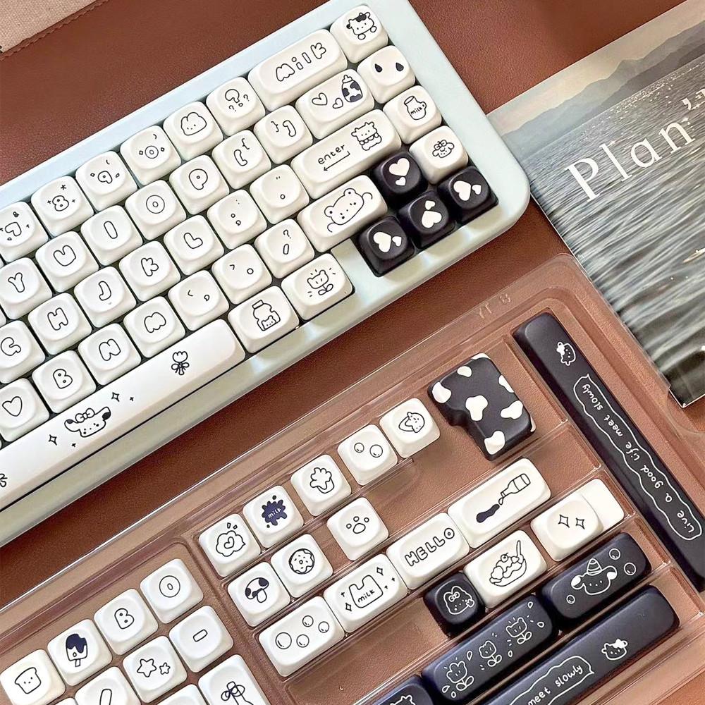 Soulcat 고함량 PBT 염료승화 영문 키캡 141키 커스텀키보드 교체용 (얼룩송아지)