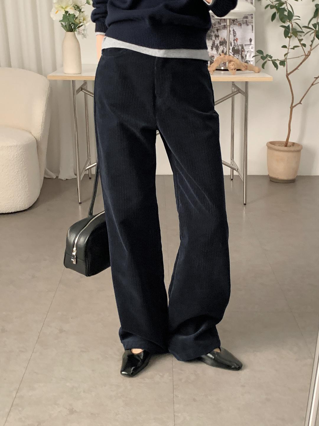 사색 메건 스트레이트 코듀로이 팬츠 (네이비)