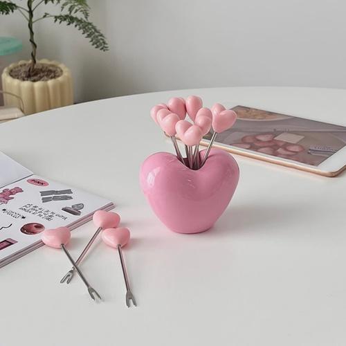 딸기 러브 티포크 세트 귀여운 과일포크