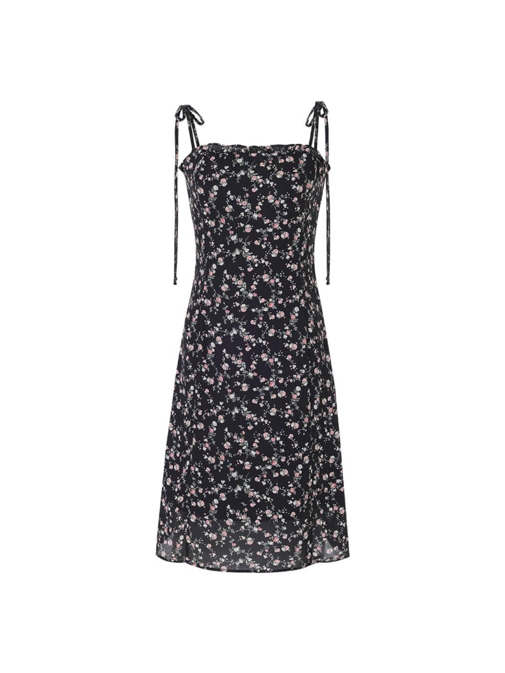 Frill midi dress (Black)